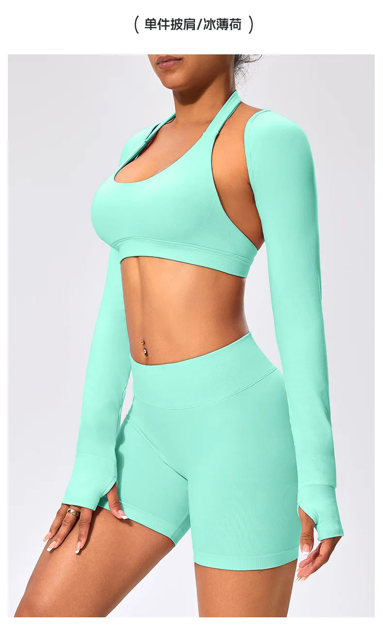 Workout Jacket Premium Activewear Top Yoga Bolero Shrug Long Sleeve Cardigan Naked Feeling  Women Sheer Summer Open