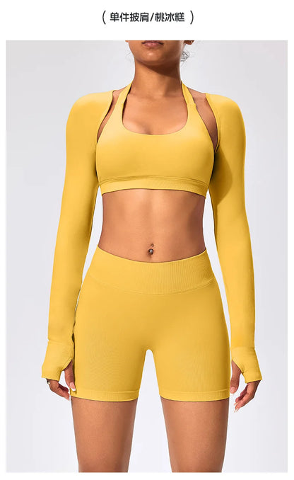 Workout Jacket Premium Activewear Top Yoga Bolero Shrug Long Sleeve Cardigan Naked Feeling  Women Sheer Summer Open