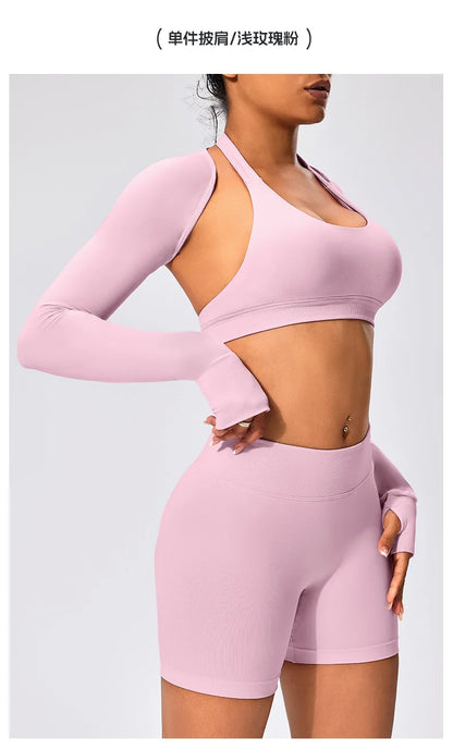 Workout Jacket Premium Activewear Top Yoga Bolero Shrug Long Sleeve Cardigan Naked Feeling  Women Sheer Summer Open