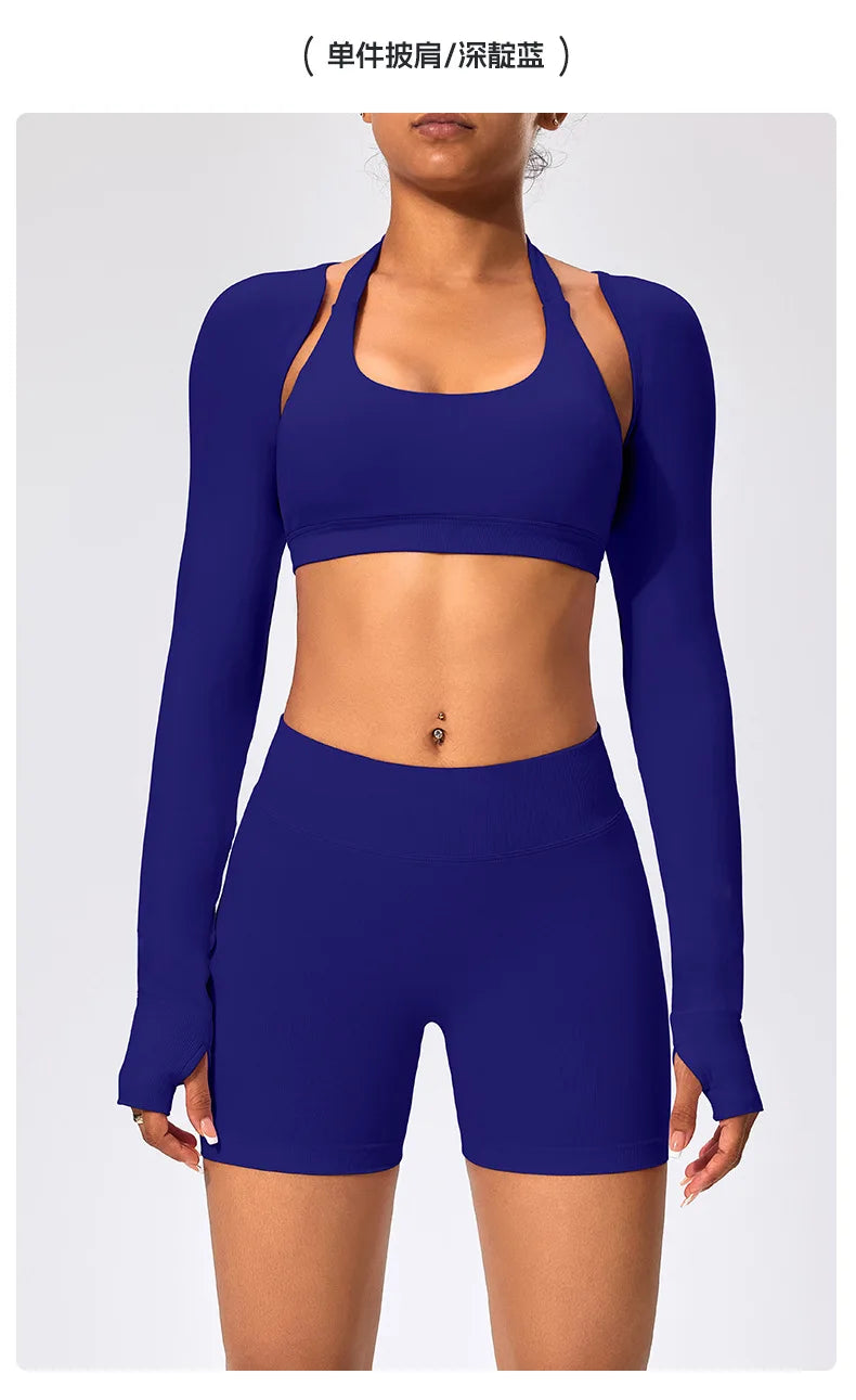 Workout Jacket Premium Activewear Top Yoga Bolero Shrug Long Sleeve Cardigan Naked Feeling  Women Sheer Summer Open