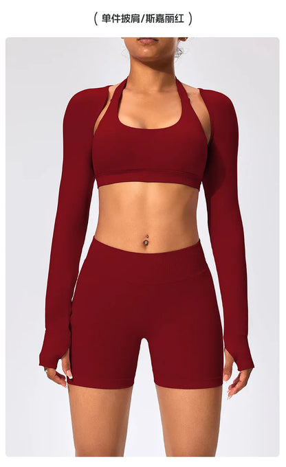 Workout Jacket Premium Activewear Top Yoga Bolero Shrug Long Sleeve Cardigan Naked Feeling  Women Sheer Summer Open