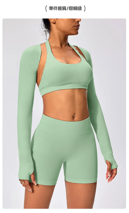 Workout Jacket Premium Activewear Top Yoga Bolero Shrug Long Sleeve Cardigan Naked Feeling  Women Sheer Summer Open