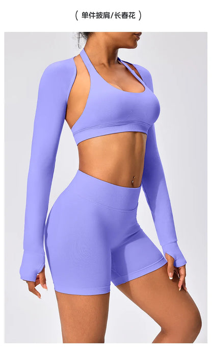 Workout Jacket Premium Activewear Top Yoga Bolero Shrug Long Sleeve Cardigan Naked Feeling  Women Sheer Summer Open