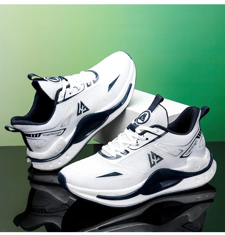 Breathable Athletic Sneakers Lightweight Cushioned Running Shoes Flexible Soft Sole Anti Slip Sports Trainers Popcorn Shock