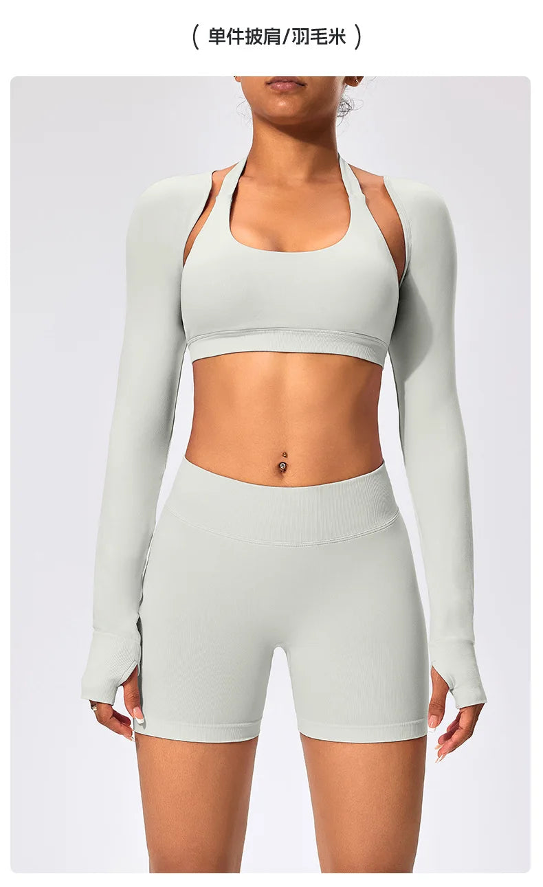 Workout Jacket Premium Activewear Top Yoga Bolero Shrug Long Sleeve Cardigan Naked Feeling  Women Sheer Summer Open