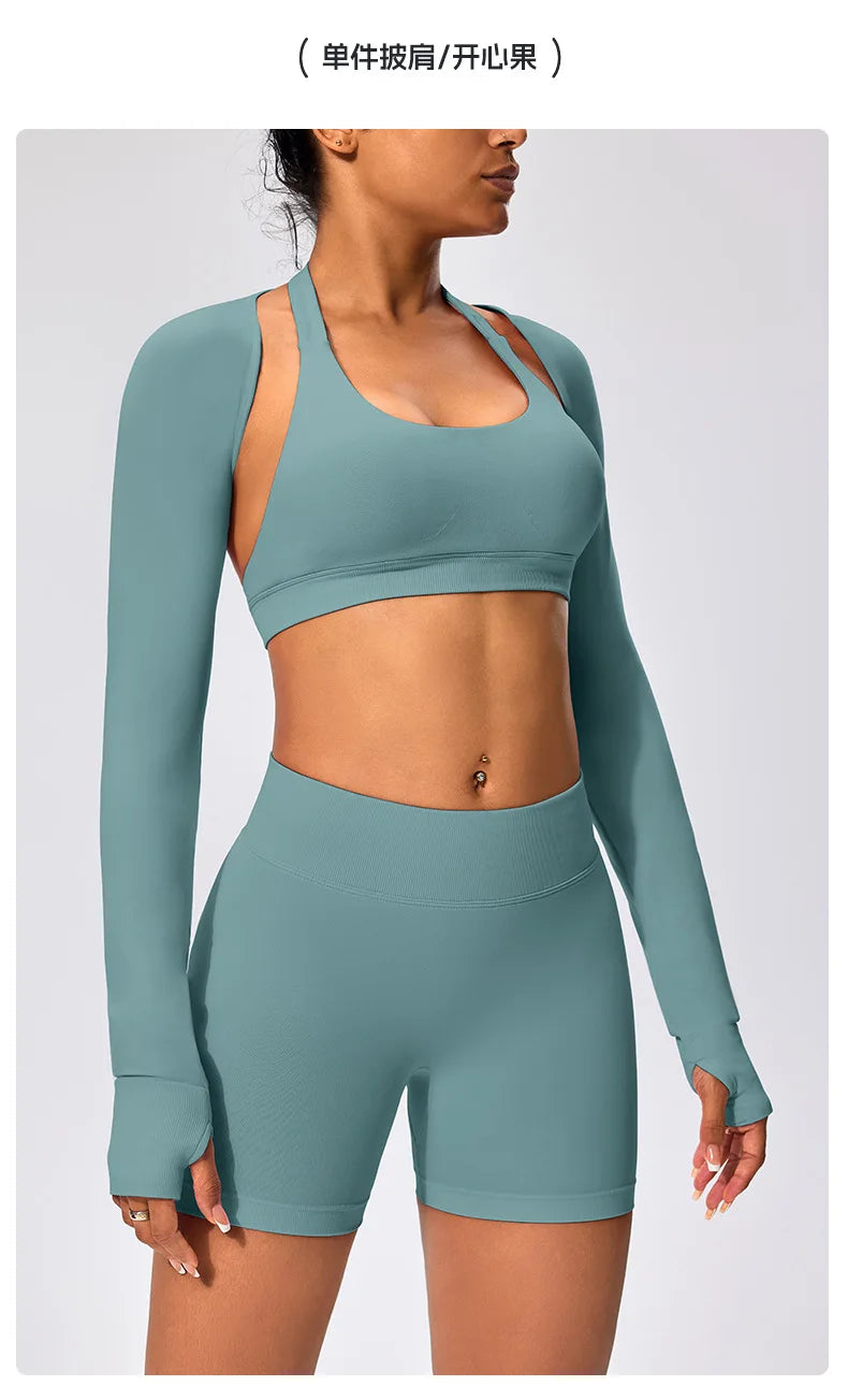 Workout Jacket Premium Activewear Top Yoga Bolero Shrug Long Sleeve Cardigan Naked Feeling  Women Sheer Summer Open