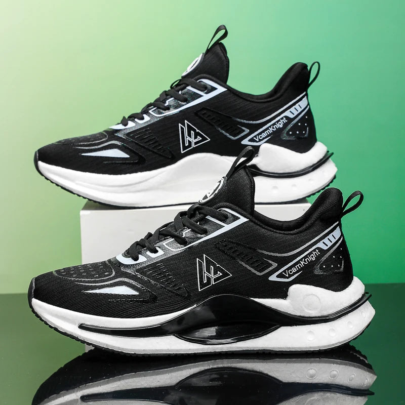 Breathable Athletic Sneakers Lightweight Cushioned Running Shoes Flexible Soft Sole Anti Slip Sports Trainers Popcorn Shock