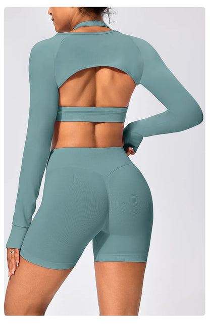 Workout Jacket Premium Activewear Top Yoga Bolero Shrug Long Sleeve Cardigan Naked Feeling  Women Sheer Summer Open