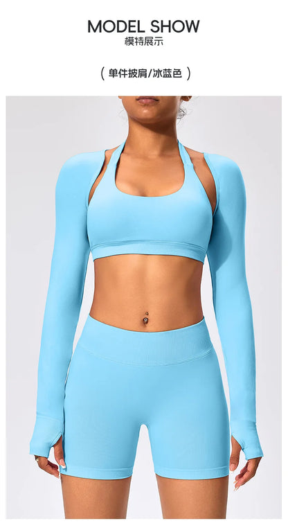 Workout Jacket Premium Activewear Top Yoga Bolero Shrug Long Sleeve Cardigan Naked Feeling  Women Sheer Summer Open