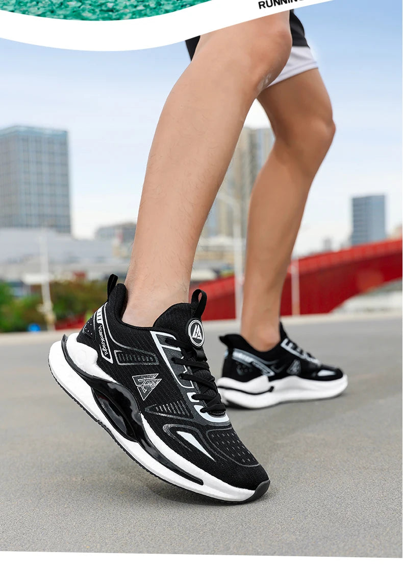 Breathable Athletic Sneakers Lightweight Cushioned Running Shoes Flexible Soft Sole Anti Slip Sports Trainers Popcorn Shock